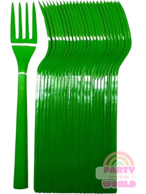 25 Li Renkli Plastik Kaliteli Çatal Parti ve Davetler Için Şık Seçim!