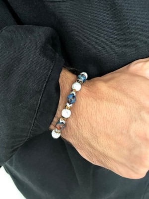 UltraMint Doğal Jade ve Hematit Detaylı Unisex Bileklik, El Işçiliği