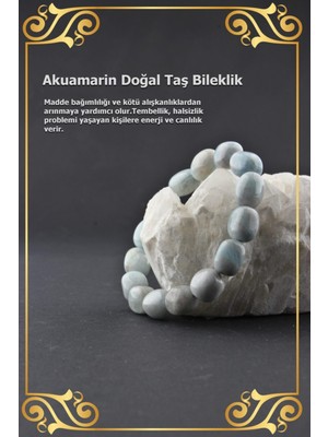 UltraMint Doğal Kesim Akuamarin Taş Bileklik, Zarif ve Şık Takı Tasarımı