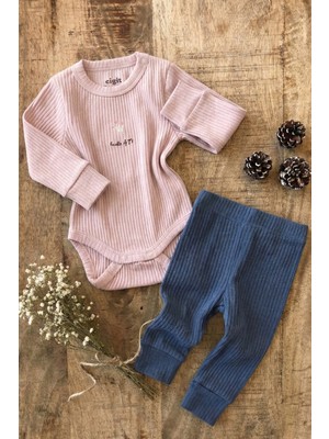 Cigit Nakışlı Mevsimlik Zıbın Takım 0-3 Yaş Pudra Pembe