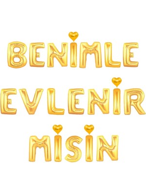 Benimle Evlenirmisin Gold Set Balon