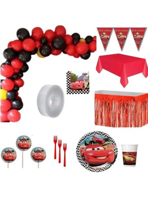 Cars Arabalar Şimşek Mcqueen Doğum Günü Parti Malzemeleri Seti 8 Kişilik Parti Konsepti