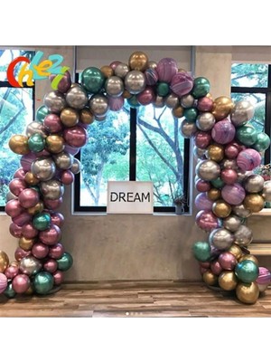 Renkli Krom Balon Doğum Günü Balon Zincir Seti 100 Adet Krom Balon Karışık