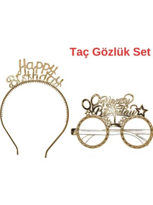 Happy Birthday Tac Gözlük Seti Happy Birthday Parti Aksesuar Taç Gözlük