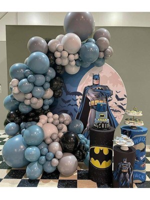 Parti Setim^^ Batman Konseptli Balon Seti,siyah*mavi Cam*gri*retro White 100'LÜ Balon Seti