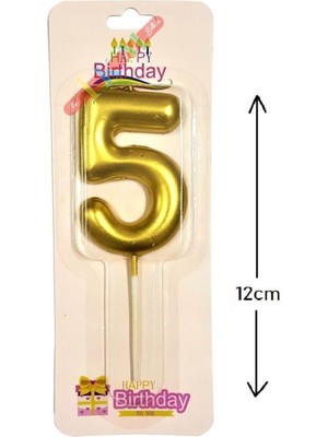Büyük Boy 5 Rakam Gold Mum 12CM