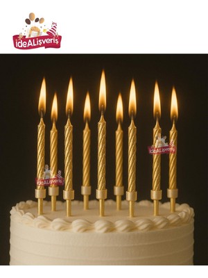 Gold Renkli Burgulu 10 Lu Mum  [boy  7.5  cm ]