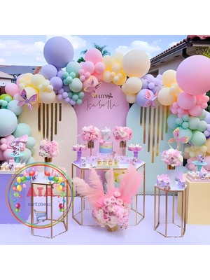 ^^ Balon Zincir Seti *makaron Yeşil*pembe*lila*sarı*  60 Adet Balon + Balon Şeridi