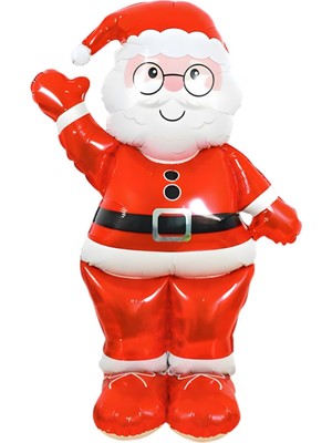 Büyük Kırmızı Noel Baba Yılbaşı Folyo Balonu, Neşeli ve Renkli Kutlama Dekoru