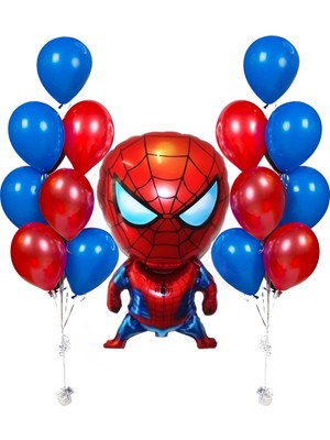 Spiderman Folyo Balon ve Kırmızı Mavi Balon Seti Konsept Parti 3 Yaş 2 Yaş 4 Yaş 5 Yaş  Örümcek Adam