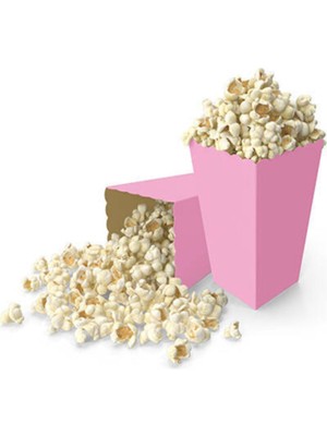 Beren Parti Pembe Makaron Renk Mısır Kutusu 8 Adet Parti İçin 8 cm x 11,5 cm Şık İkramlık