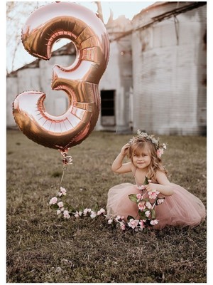Folyo Balon Rakam Helyum Uyumlu 100 cm Rosegold Renk
