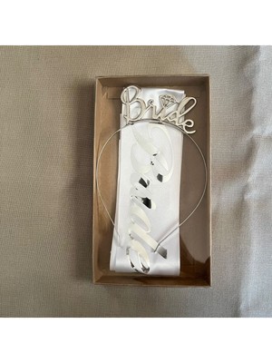 Brıde To Be Gümüş Beyaz Taç Kuşak Set Bekarlığa Veda Taç