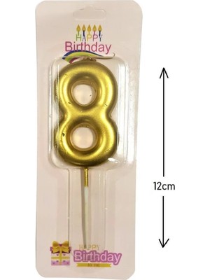 Büyük Boy 8 Rakam Gold Mum 12CM