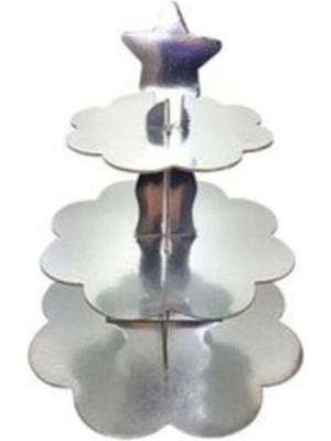 Metalik Gümüş Cupcake Standı