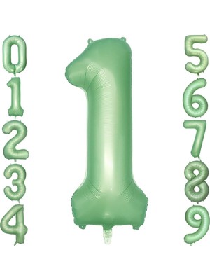 Retro Yeşili Mat Yeşil Rakam Folyo Balonu