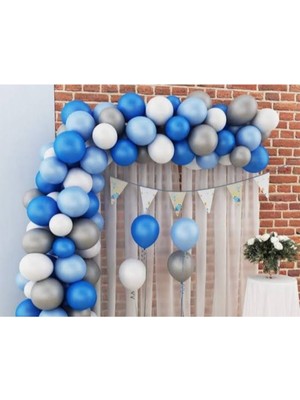 30 Adet Gri Mavi Lacivert Balon Konsept Hediye Balon