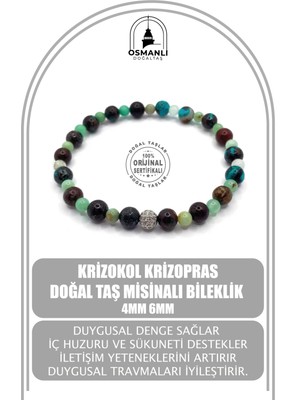 UltraMint Doğal Taş Krizokol ve Krizopras Misinalı Bileklik, Şık ve Zarif Tasarım
