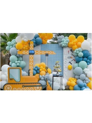 100' Lü Iş Makineleri Tema Balon Zinciri Paket