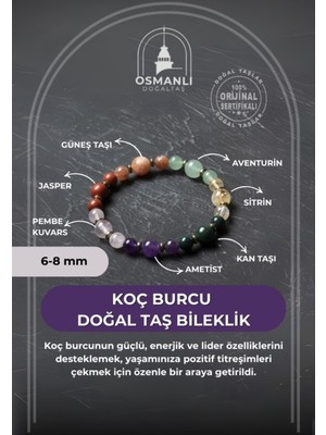 UltraMint Koç Burcu Doğal Taş Bileklik, Sertifikalı ve Şık Takı