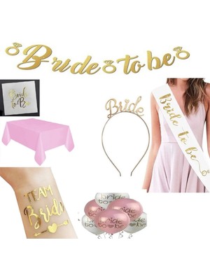 Bride To Be Parti Seti Bride Taç Kuşak Dövme Masa Örtüsü Peçete Bride Yazı ve Balon