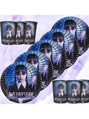 Wednesday Doğum Günü 8'li Tabak-Bardak Seti