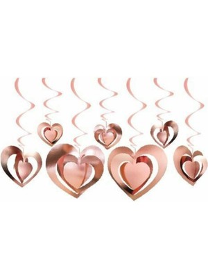 10'lu 3 Boyutlu Kalp Tavan Süs Rose Gold