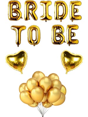 Bride To Be Folyo Balon Seti - Bekarlığa Veda Bride Partisi Balon Süsleme Gold Büyük