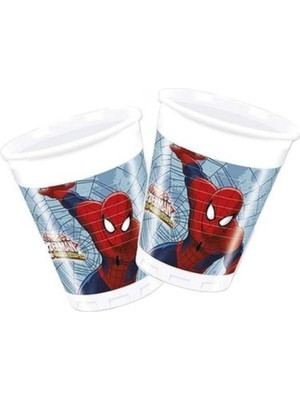 ( 8 Adet ) Plastik Bardak Lisanslı Spiderman Örümcek Adamlı At Bardak 200 ml