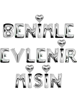 Benimle Evlenirmisin Gümüş Set Balon