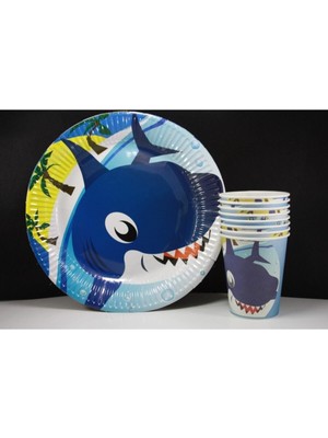 Köpek Balığı 8'li Karton Tabak Bardak Seti