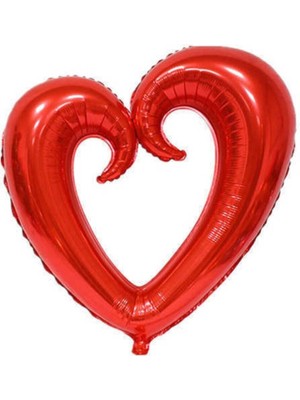 1 Adet 40 Inç 100 cm Ortası Boş Folyo Kırmızı Kalp Balon Doğum Günü Şık Süsleme
