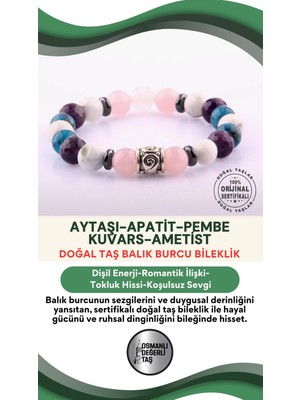 UltraMint Doğal Taşla Zarif Balık Burcu Bileklik, Şık ve Enerji Dolu Takı