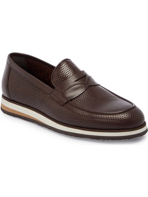 Tergan Kahverengi Hakiki Deri Erkek Loafer - E25I1AY57341-B90