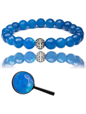 UltraMint Fasetli Mavi Akik Taşlı Gümüş Bileklik, Şık ve Doğal Tasarım