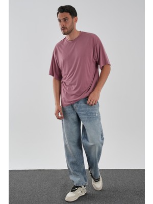 Yumuşak Dokulu Bisiklet Yaka Oversize T-Shirt