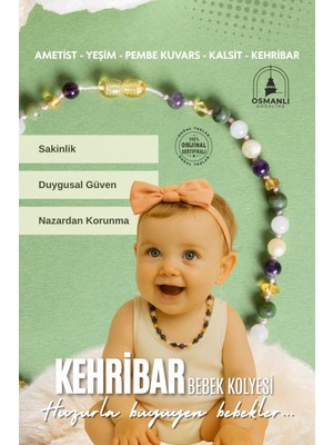 UltraMint Doğal Taş Bebek Kehribar Kolye, Sertifikalı ve Güvenli Takım