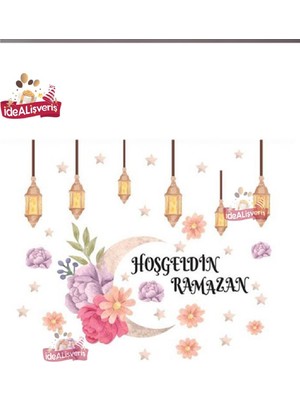 Hoşgeldin Ramazan Sticker Seti Ramazan Süsleri Ramazan Ayı Temalı Cam Duvar Süsleri