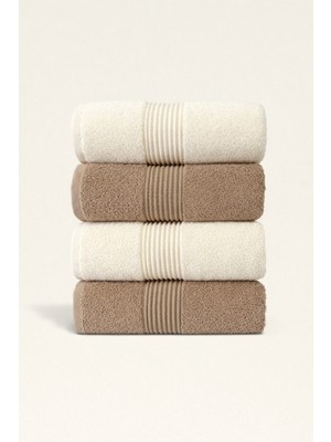 Ellaline 4'lü El Yüz Havlusu Seti %100 Pamuk Sertifikalı Banyo | Mutfak | Çeyizlik 50X90CM Krem - Bej