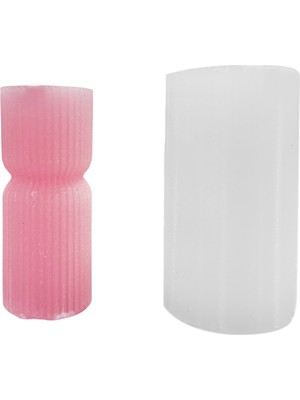 Tahtakale Toptancı Silikon 3D Küçük Boy Çizgili Konik Sütun Mum Kalıbı
