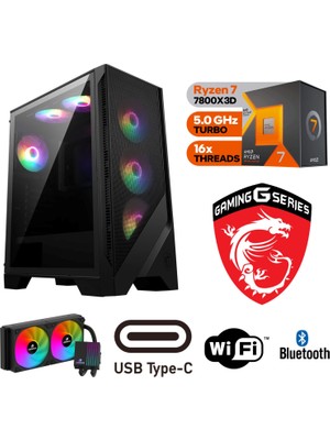 MSI Şafak-Gaming | Ryzen 7 7800X3D | 16GB Graphics | 64GB Ddr5 Ram | Msı B850 Anakart | 2tb SSD | 240MM Sıvı Soğutma | Üst Düzey Oyuncu
