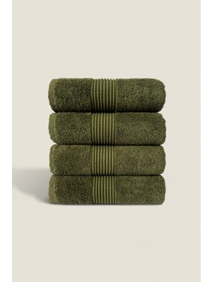 Ellaline 4'lü El Yüz Havlusu Seti %100 Pamuk Sertifikalı Banyo | Mutfak Çeyizlik 50X90CM Koyu Yeşil
