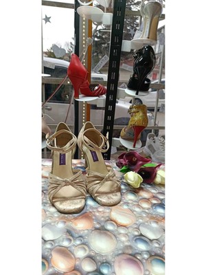 Lo Mejor Shoes Aurelia Şampanya Deri-Saten,tango Dans ve Salon Ayakkabısı 8,5 cm 13