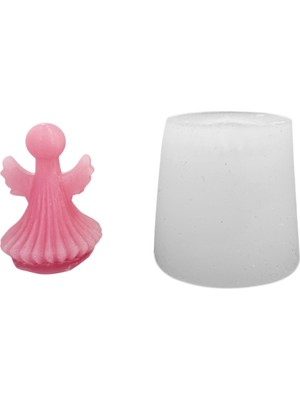 Tahtakale Toptancı Silikon 3D Dik Çizgili Küçük Kanatlı Minimalist Melek Mum Kalıbı