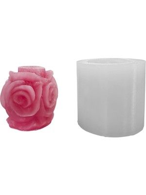 Tahtakale Toptancı Silikon 3D Gül Sütunu Mum Kalıbı