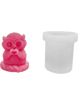 Tahtakale Toptancı Silikon 3D Sevimli Kalp Yapan Baykuş Mum Kalıbı