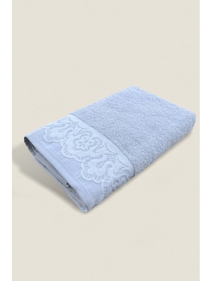 Ellaline Mılano Banyo Havlusu %100 Pamuk Sertifikalı Güpürlü Desen 90X140CM - Gri (1 Adet)