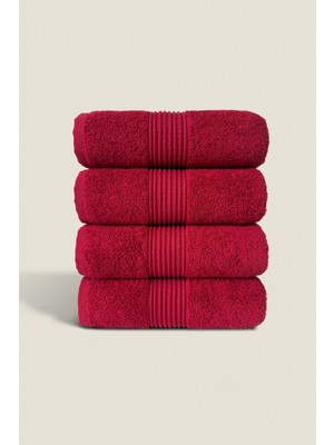 Ellaline 4'lü El Yüz Havlusu Seti %100 Pamuk Sertifikalı Banyo | Mutfak Çeyizlik 50X90CM Bordo