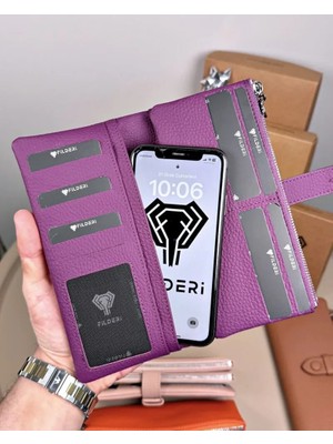 Fil Deri Hakiki Deri Fermuarlı Mıknatıslı Çok Bölmeli Kadın Cüzdan 2133