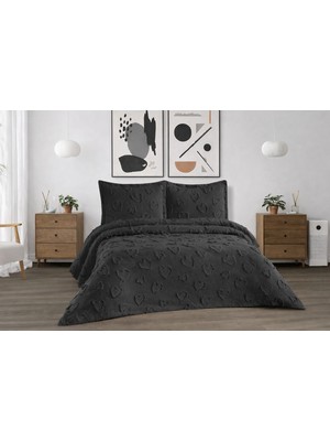 D'niss Home Kalp Desenli 3 Parça Çift Kişilik Yatak Örtüsü